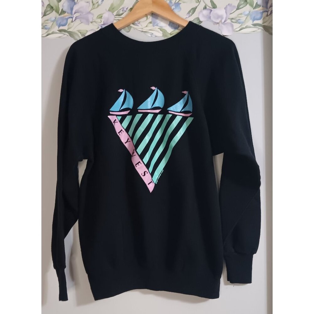 Ultra Sweats Large Key West Black Vintage 1987 Cabana Club Retro Travel Sweatshi
